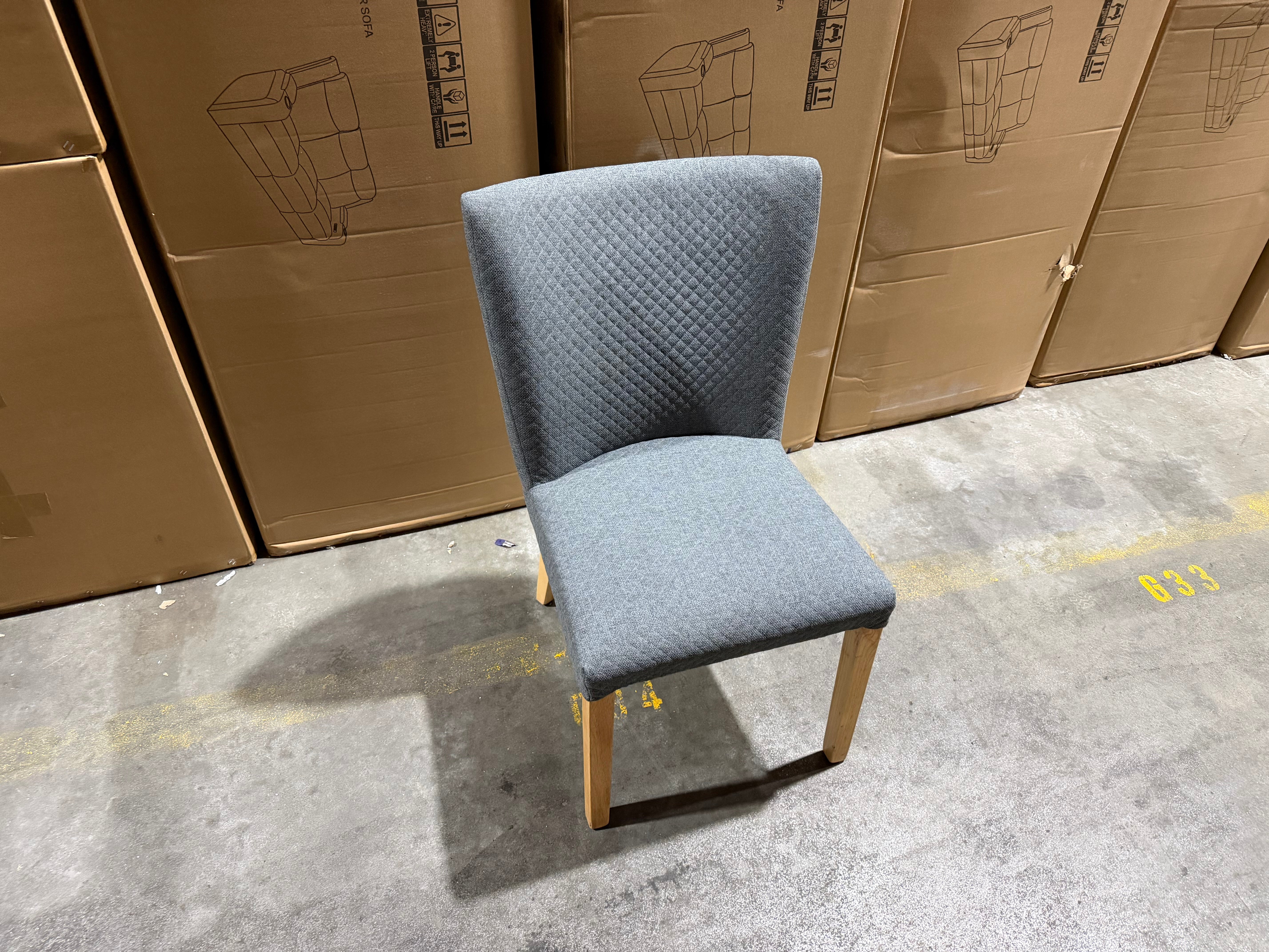 Tobago Upholstered Dining Chair Charcoal Fabric With Natural Oak Colour Leg