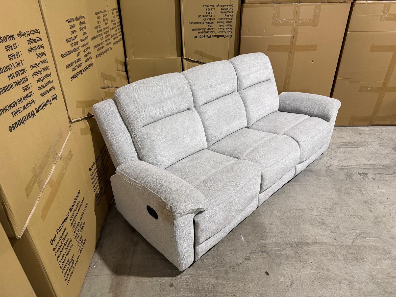 Pilot 3 Seater With Manual Recliners Light Grey