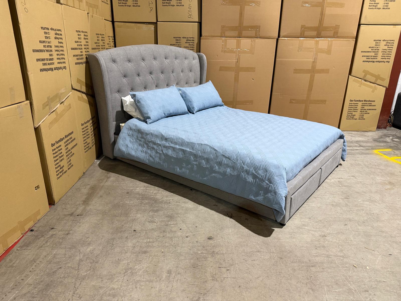 Washington Bed Range Light Grey 2 Sizes Queen & King