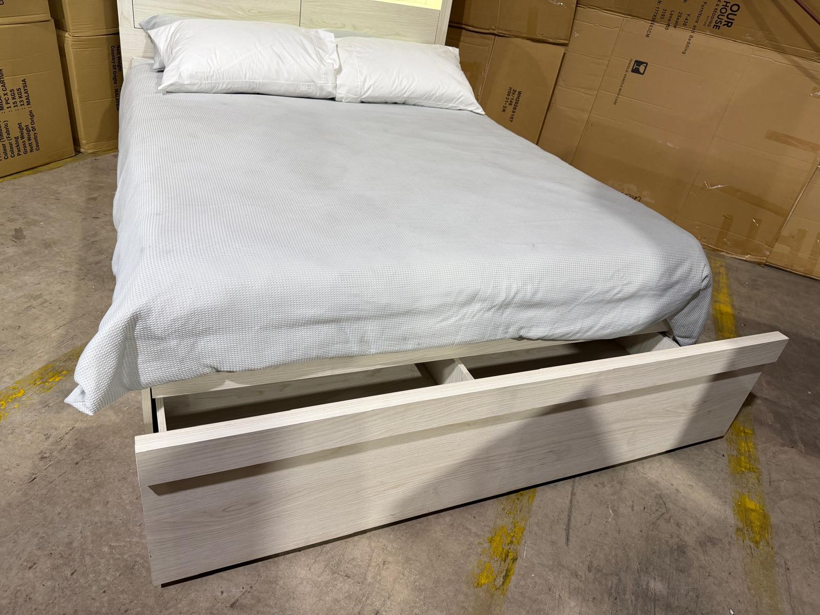 Atlanta King size bed in grey wash finish lift up storage