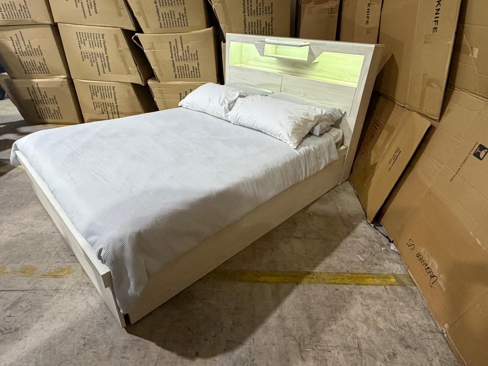 Atlanta King size bed in grey wash finish lift up storage