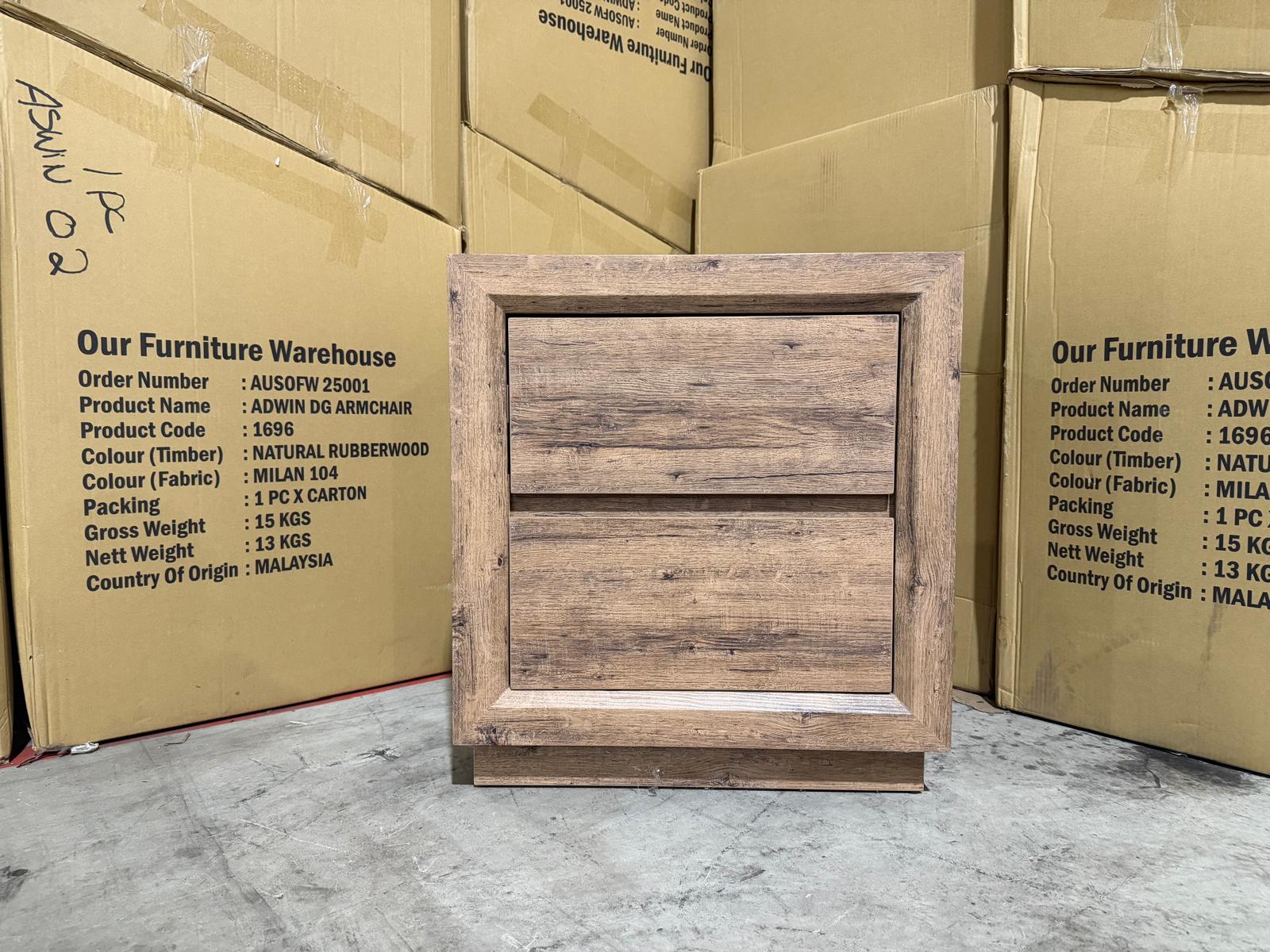 Manly frank bed side chest in rustic walnut