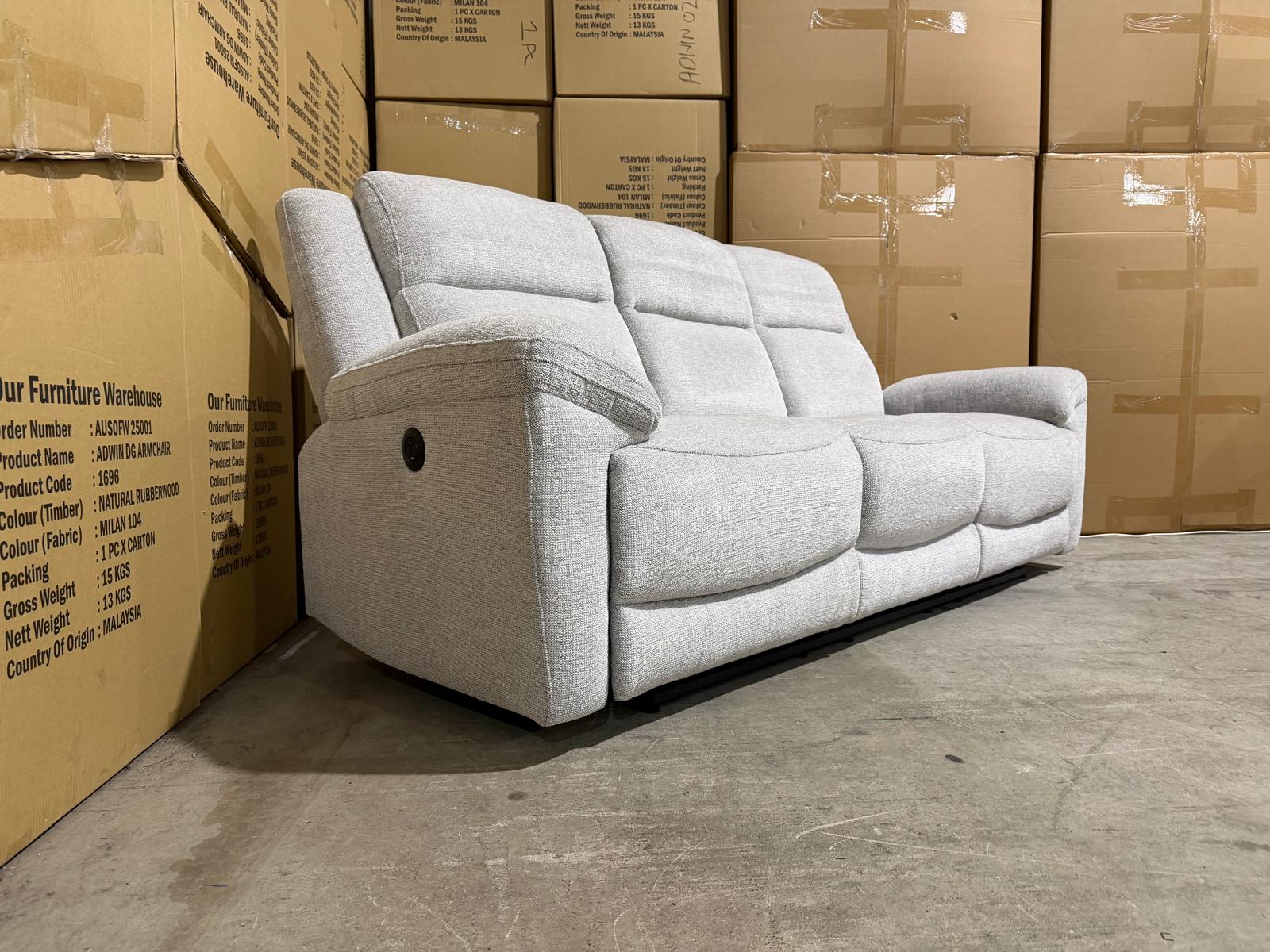 Pilot 3 seater with ELECTRIC recliners Light Grey
