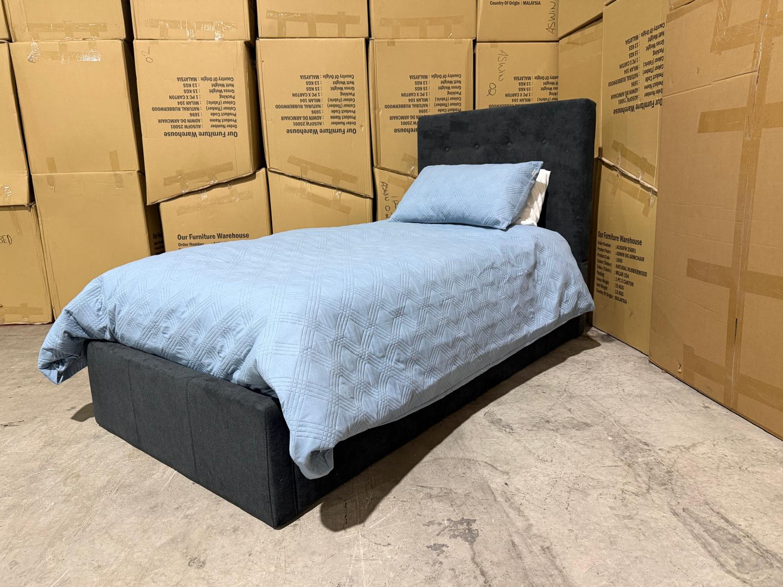 Stuart Single Bed in Charcoal
