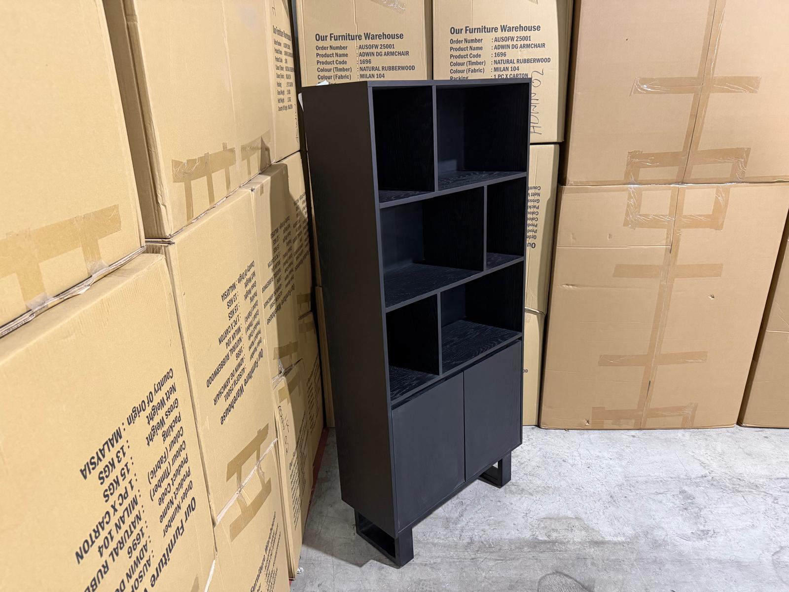 Eclipse Bookcase Matt black finish oak timber
