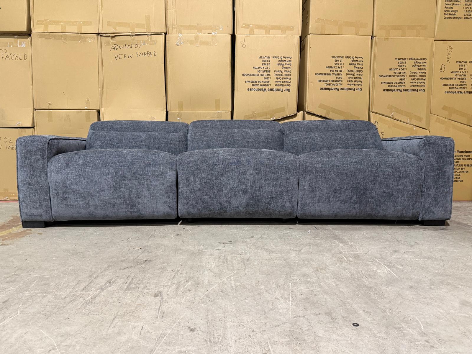 Watford Oversize 3 seater Lounge with electric recliners Licorice