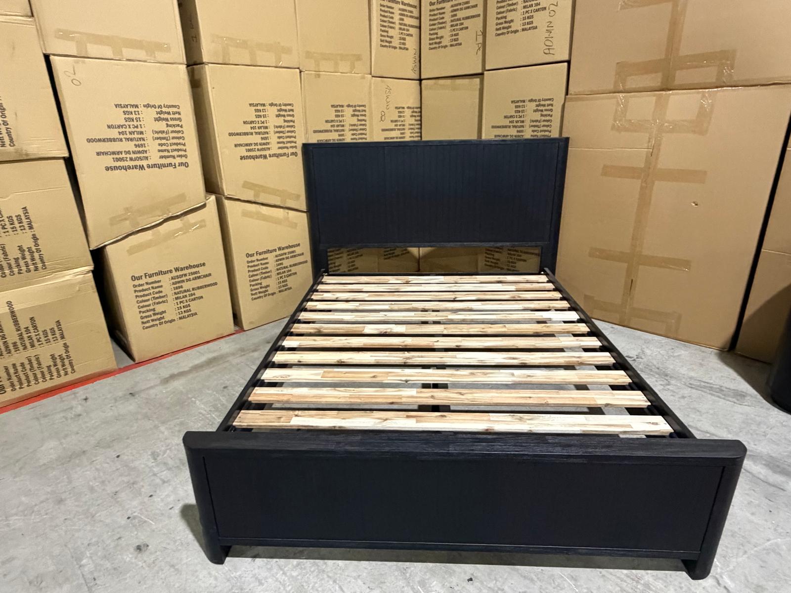 Athena ripple King size bed in shadow black finish