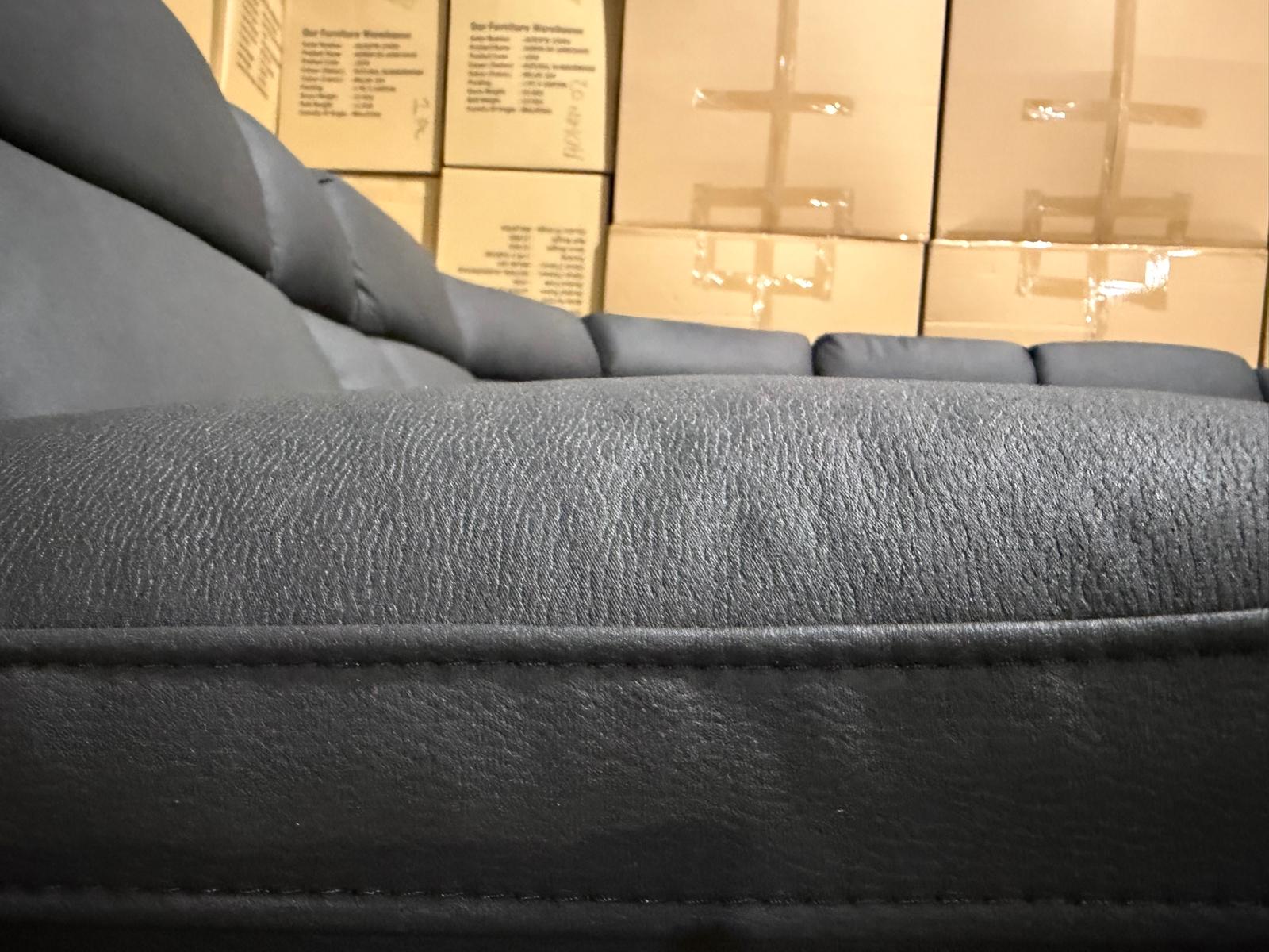 Kenso 6pce modular Lounge with 2 Dual Motion Recliners Soft Rhino Black