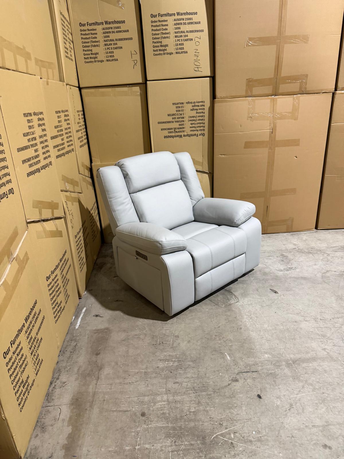 Kenso Single Recliner With Dual Motion In Soft Rhino Light Grey