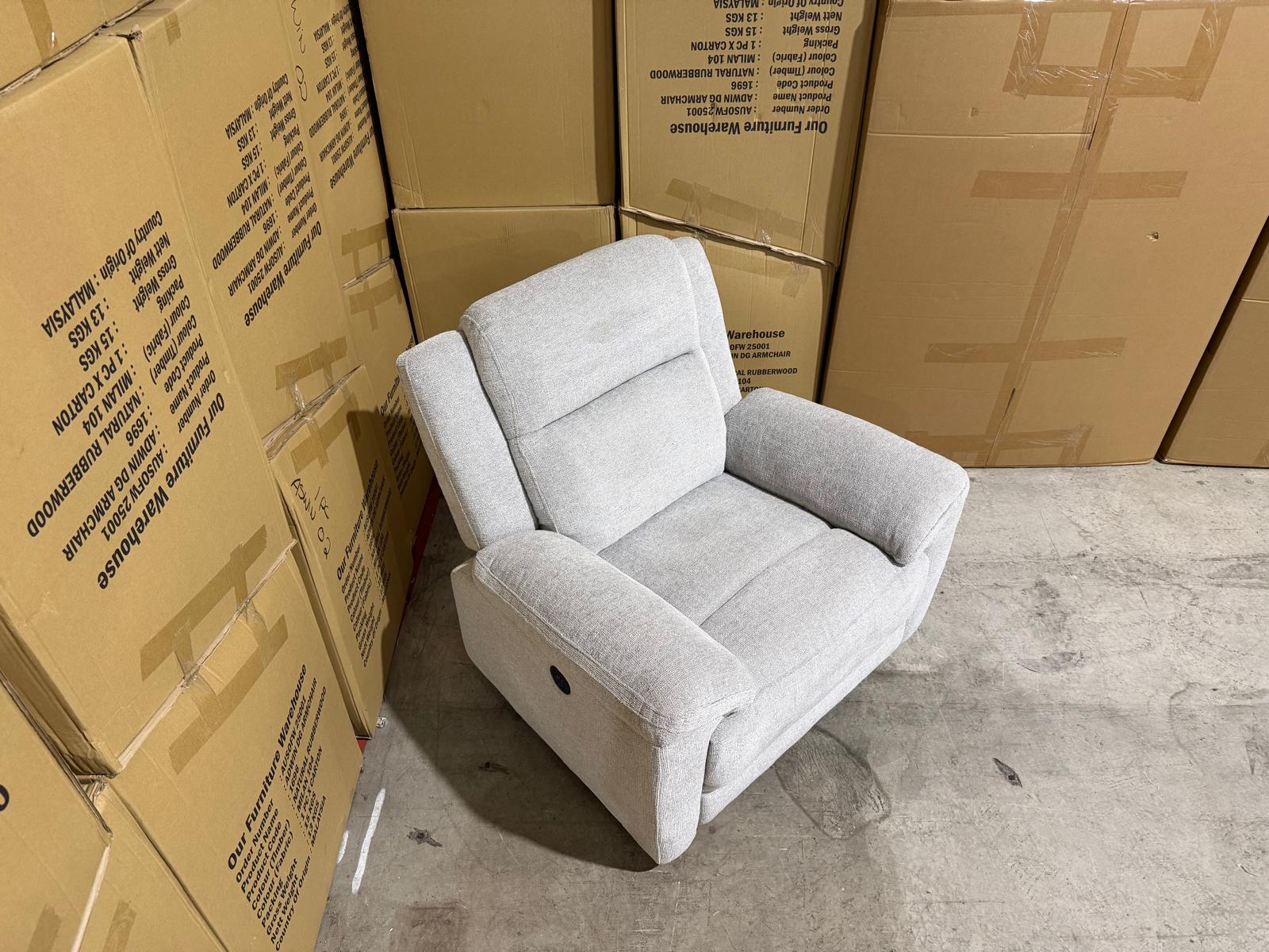 Pilot single Chair with ELECTRIC recliner Light Grey
