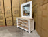 Springbrook dressing table inc mirror driftwood/ white finish acacia timber