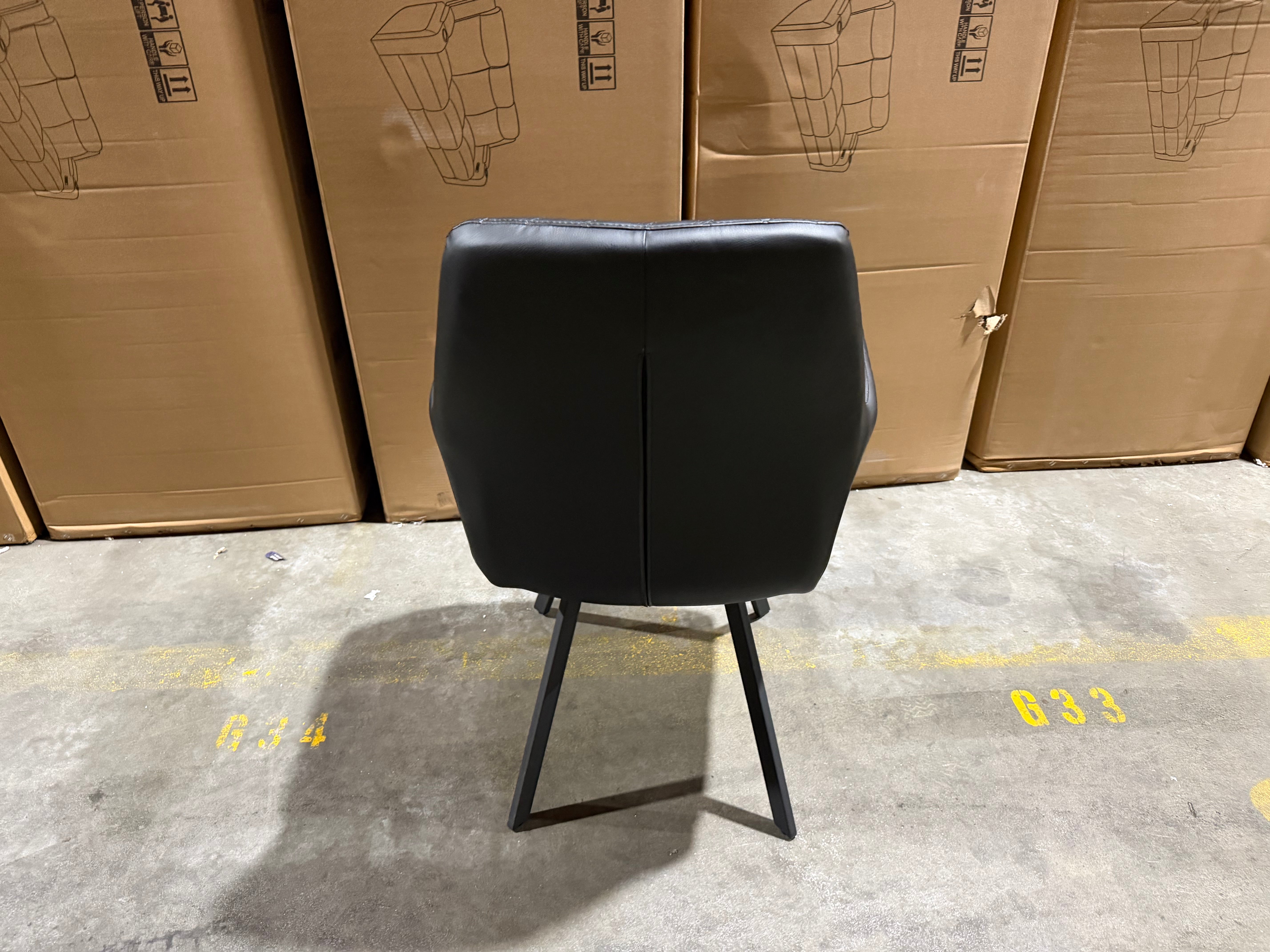 Bermuda Fully Upholstered Dining Chair With Black Metal Legs In Black