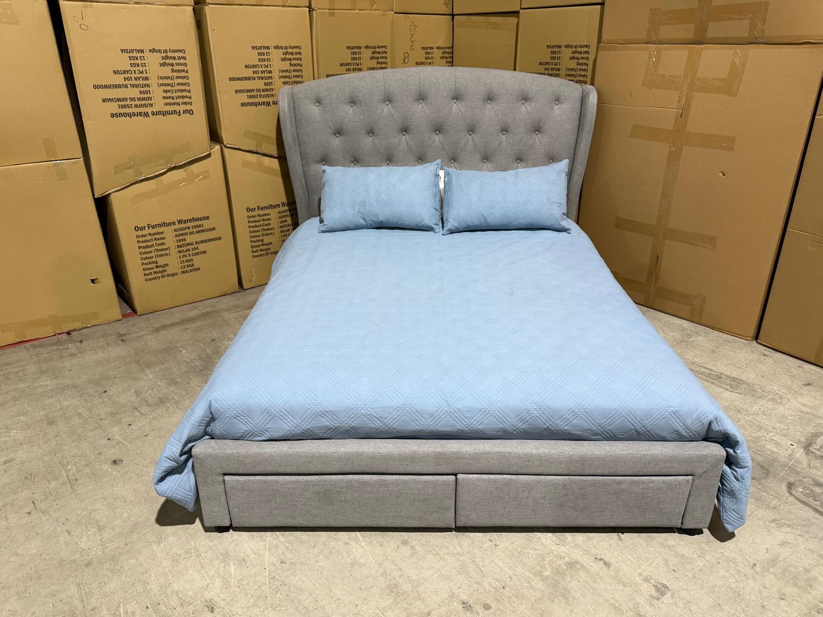Washington Bed Range Light Grey 2 Sizes Queen & King