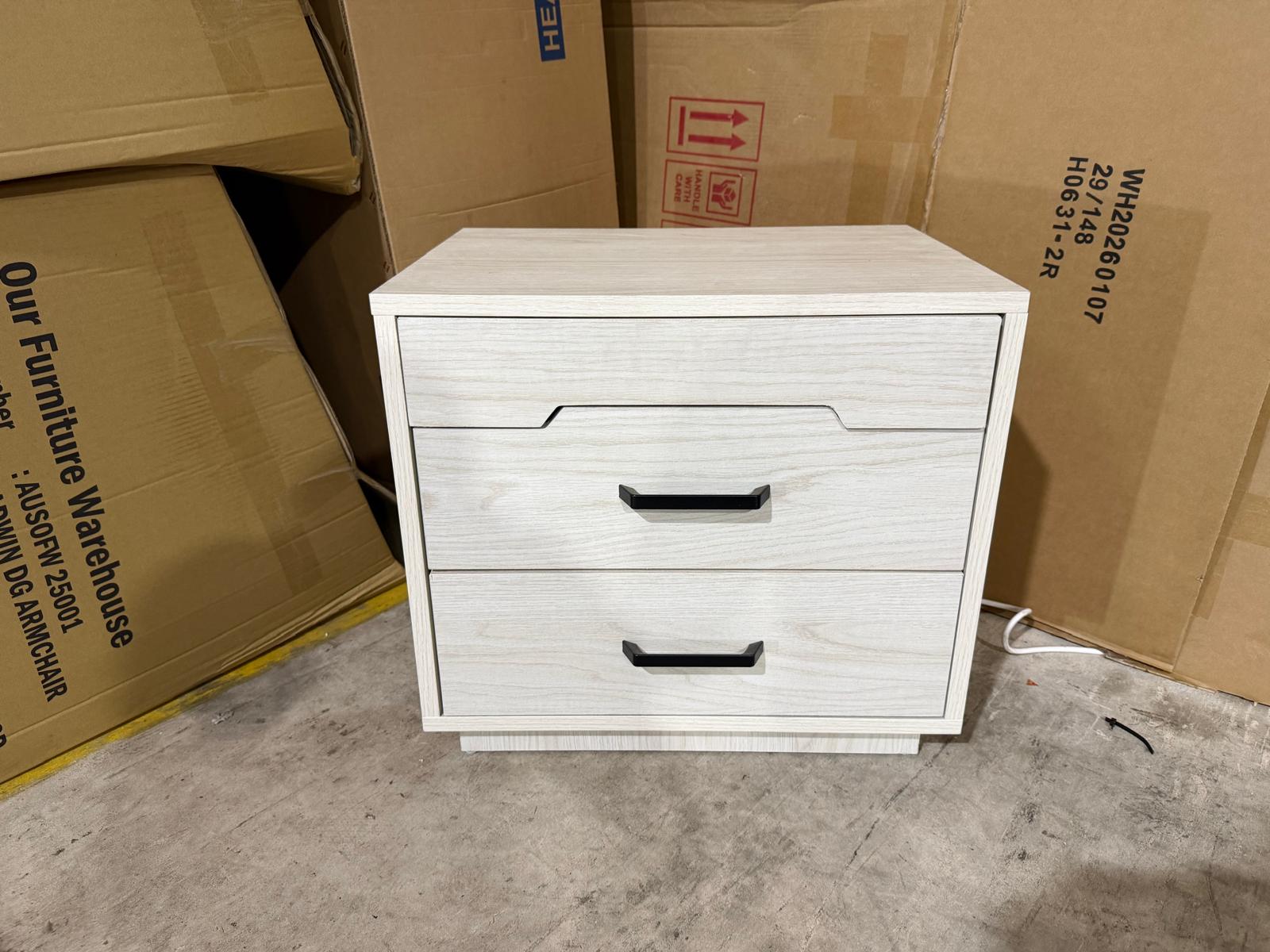Atlanta bed side chest in grey wash finish