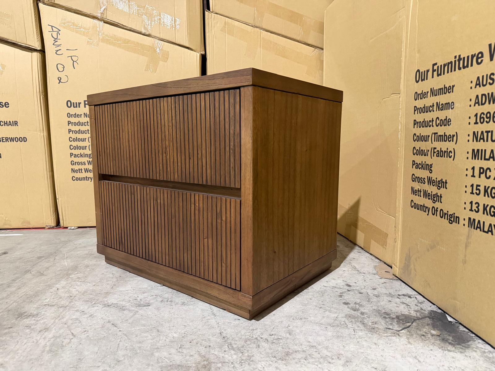 Flinders bed side chest in pecan finish