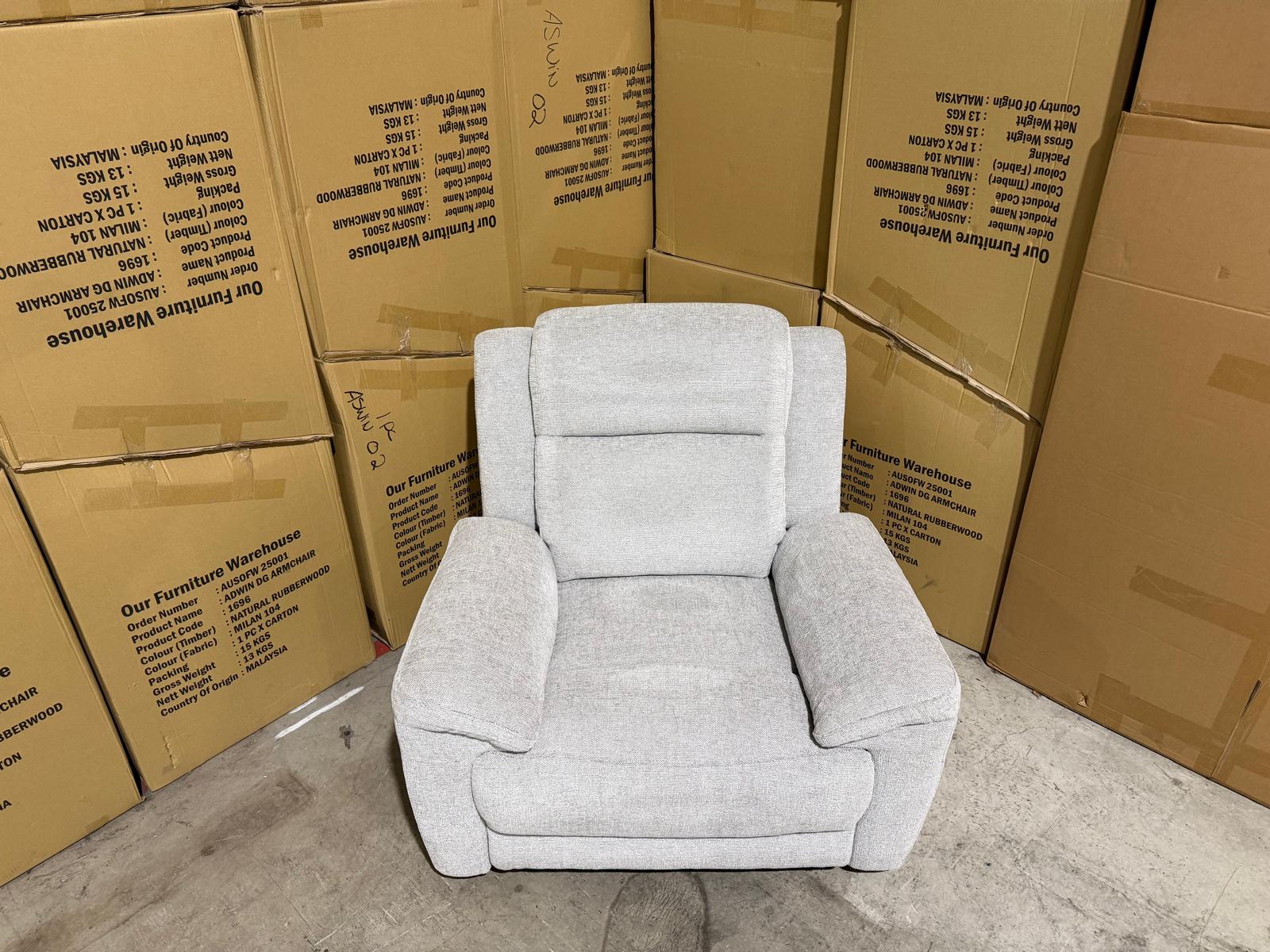 Pilot single Chair with ELECTRIC recliner Light Grey