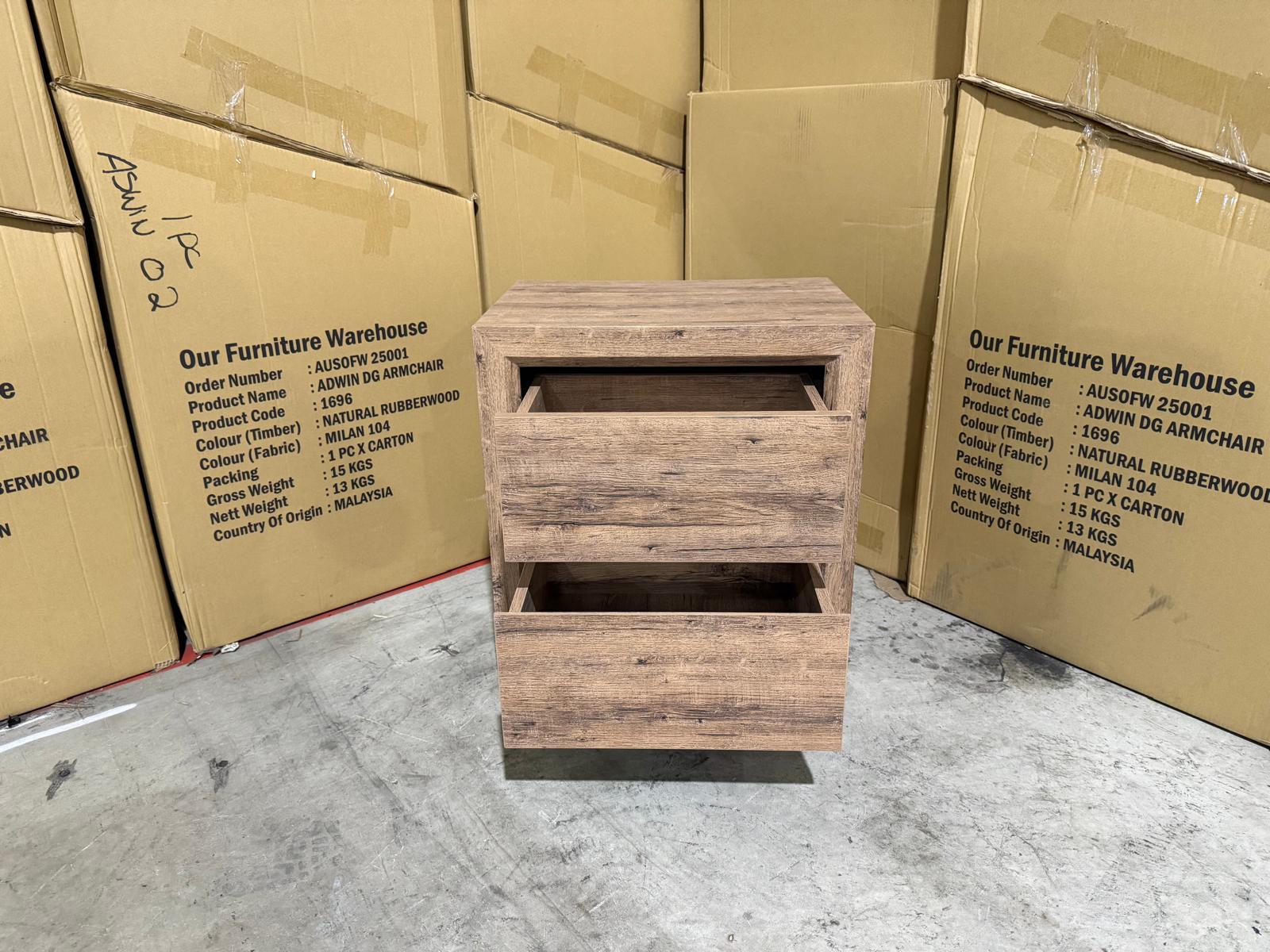 Manly frank bed side chest in rustic walnut