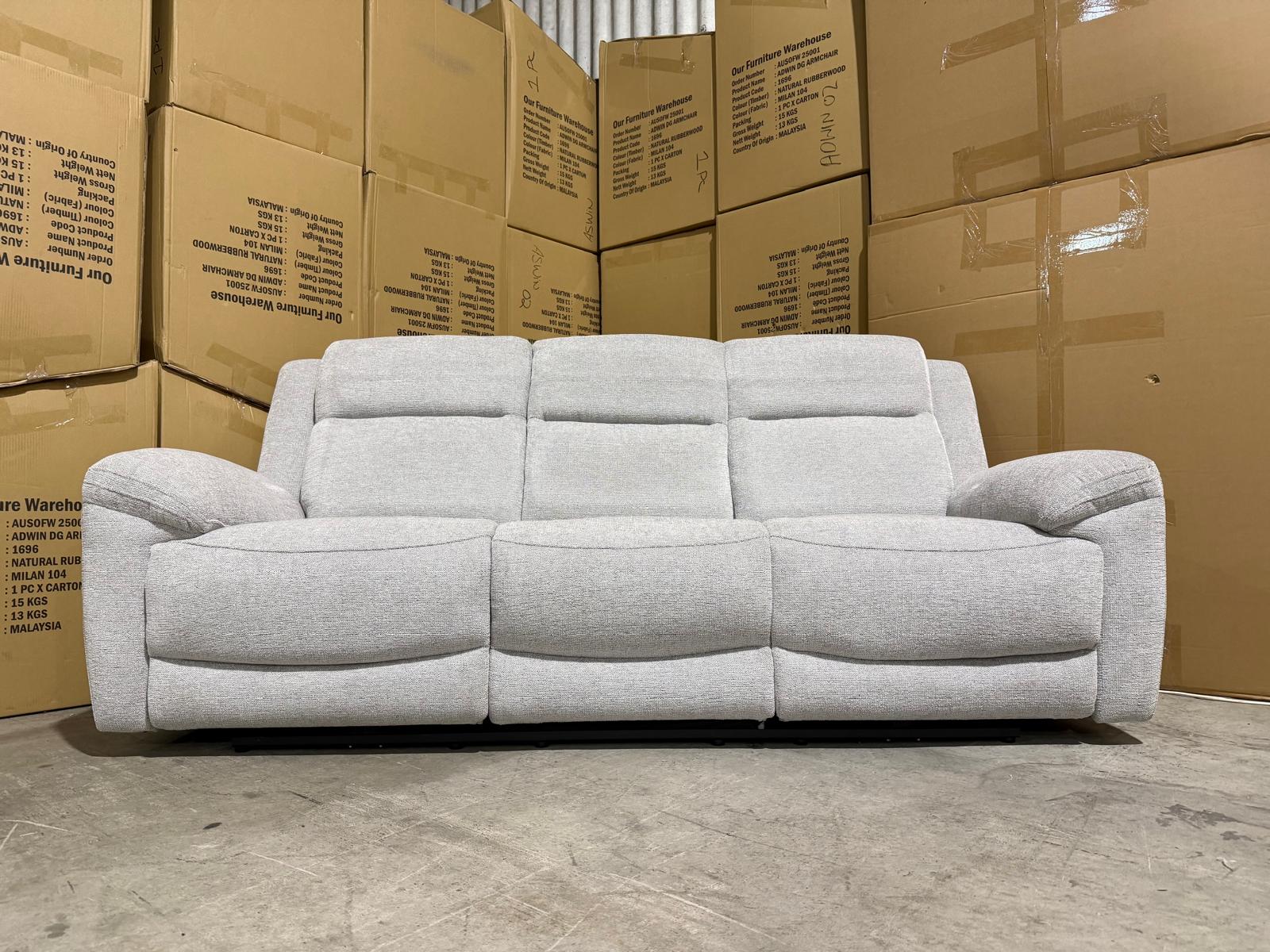 Pilot 3 seater with ELECTRIC recliners Light Grey