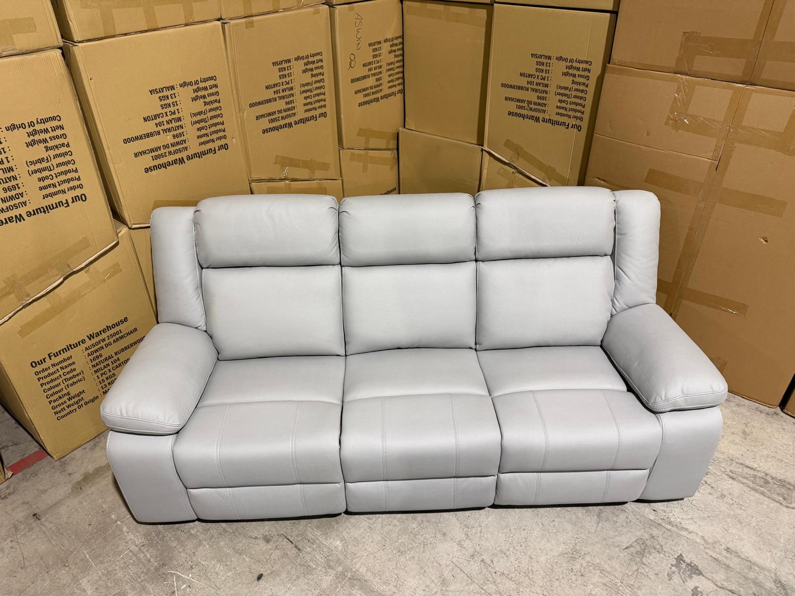 Kenso 3 Seater With Dual Motion Recliners In Soft Rhino Light Grey