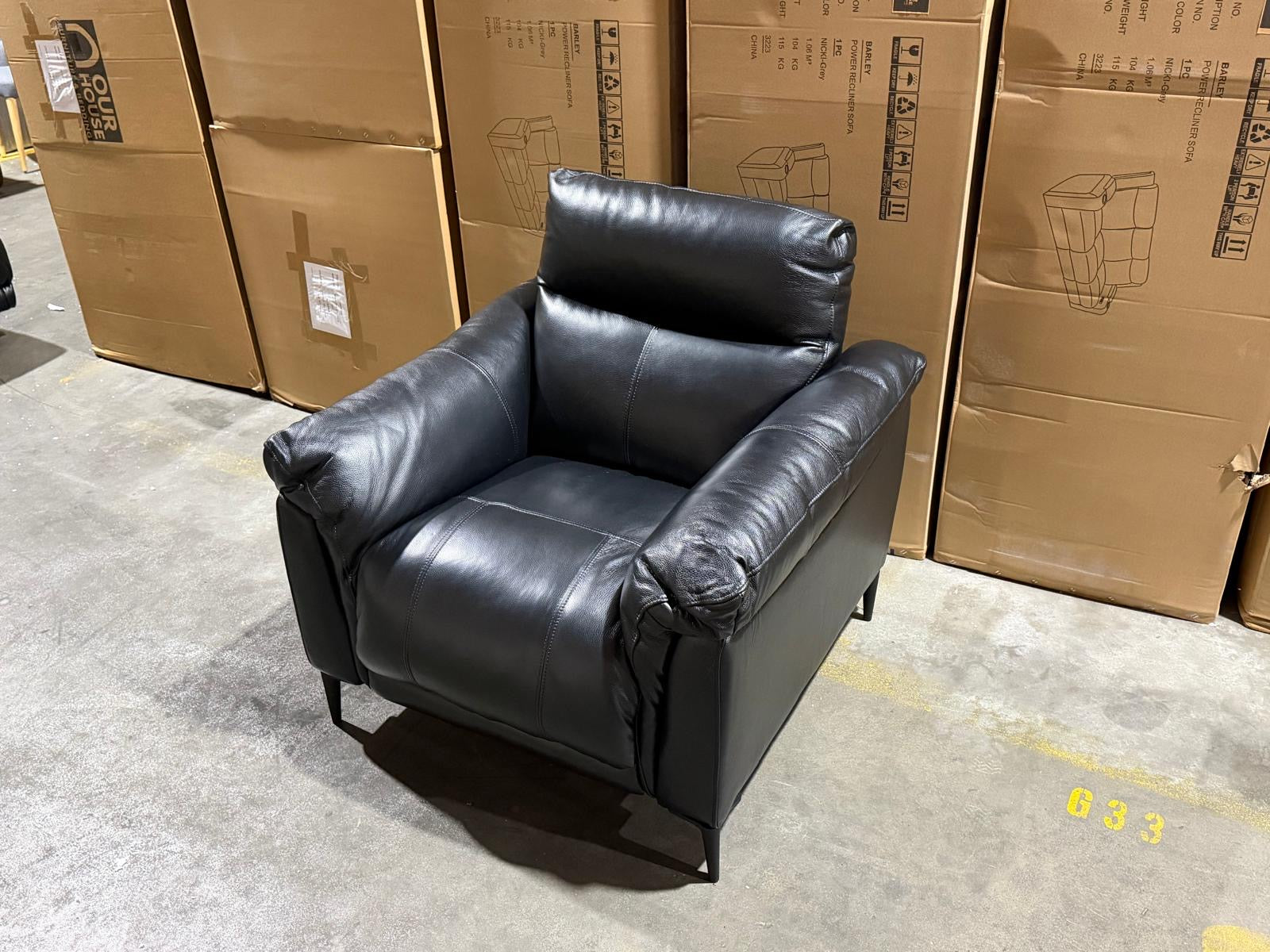 Oasis Single Recliner Leather Match (BLACK)