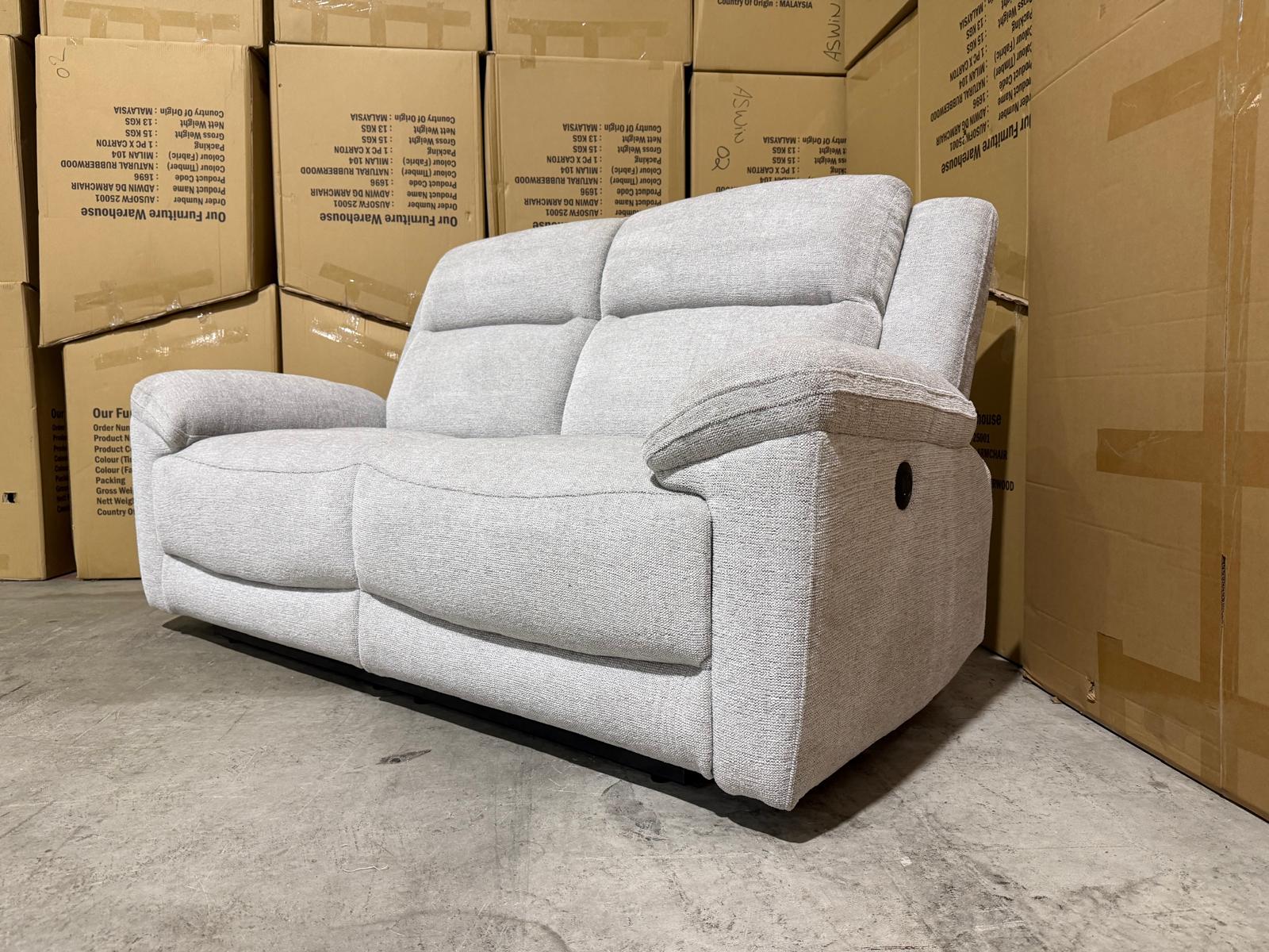 Pilot 2 seater with ELECTRIC recliners Light Grey