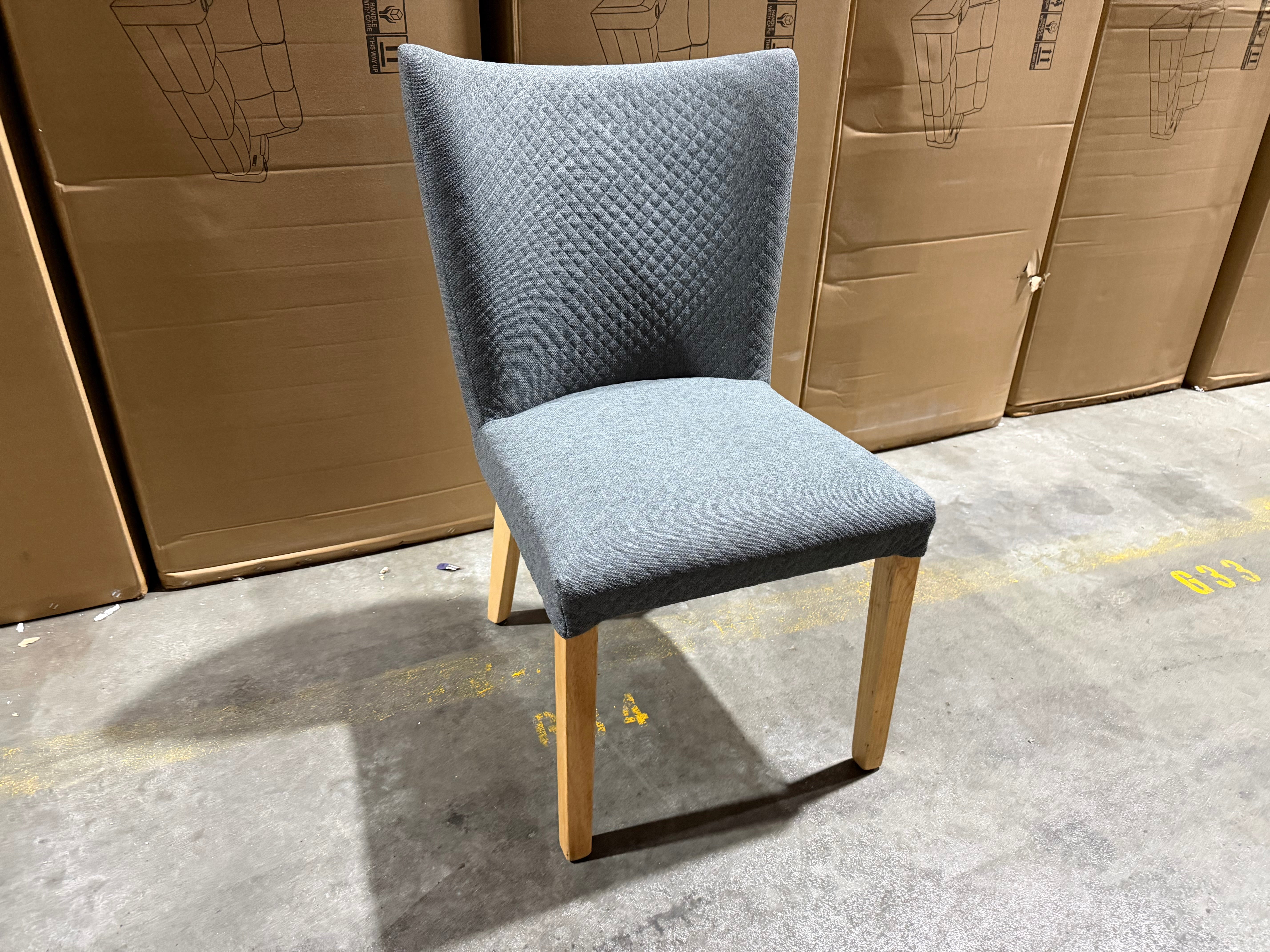 Tobago Upholstered Dining Chair Charcoal Fabric With Natural Oak Colour Leg
