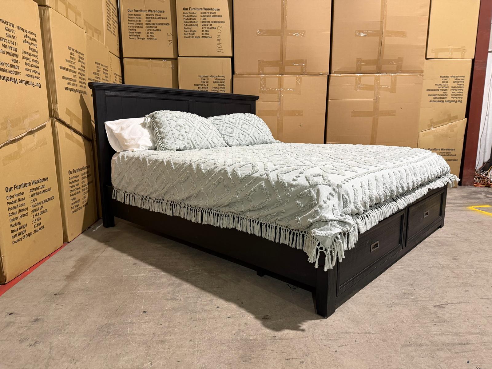 Calloway Queen size Bed inc draws in black