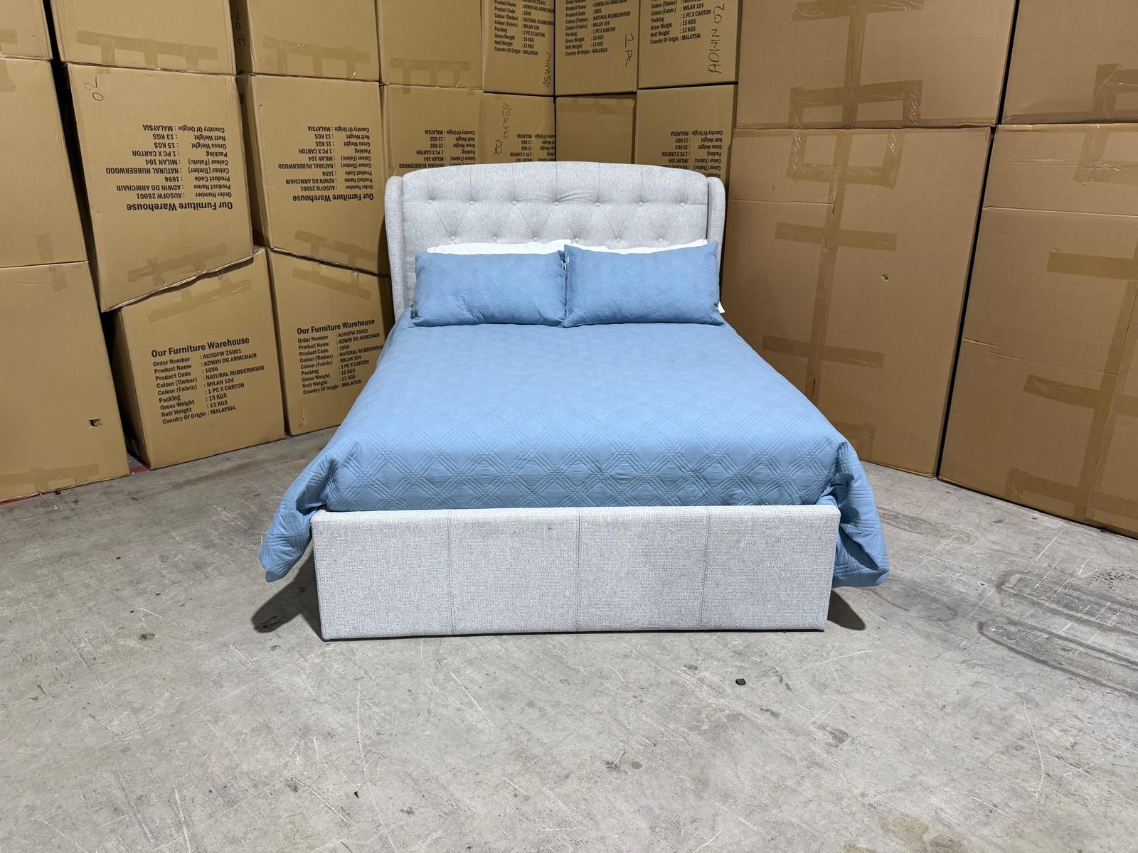 Dallas Double Bed with gas lift in Greige