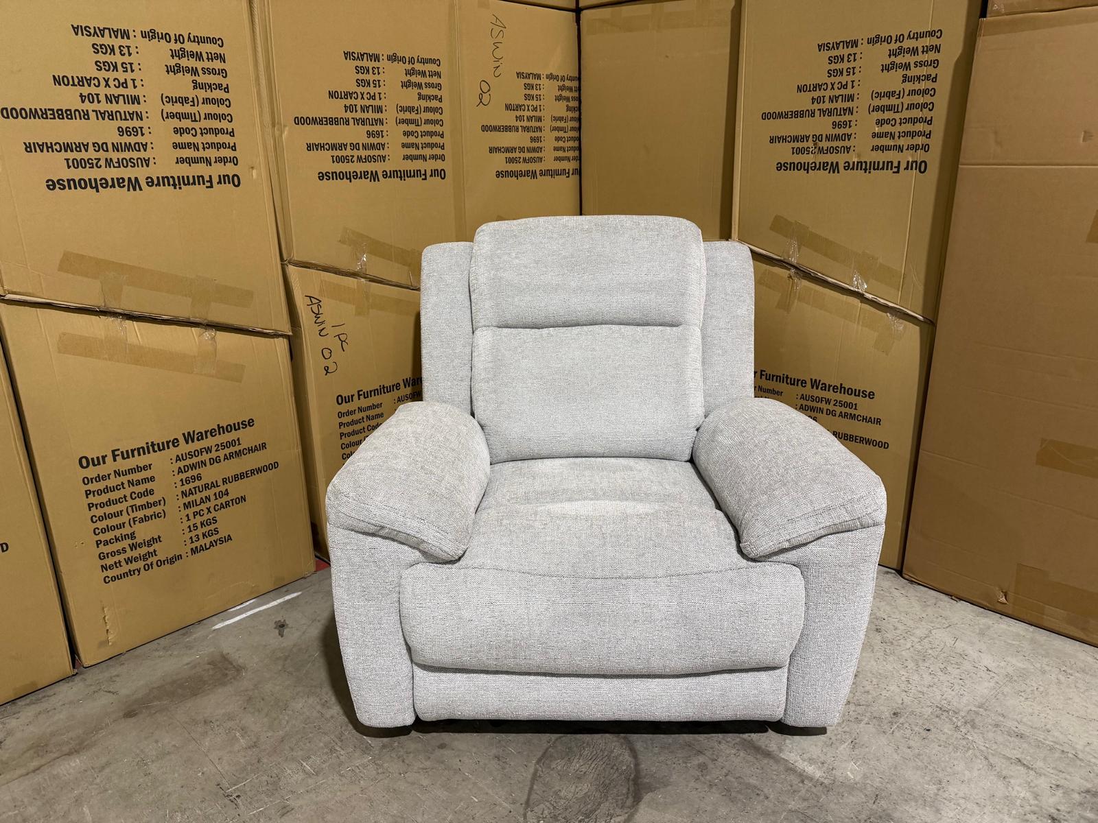 Pilot single Chair with ELECTRIC recliner Light Grey