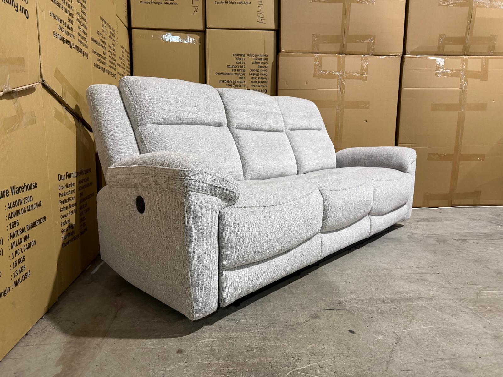 Pilot 3 seater with ELECTRIC recliners Light Grey