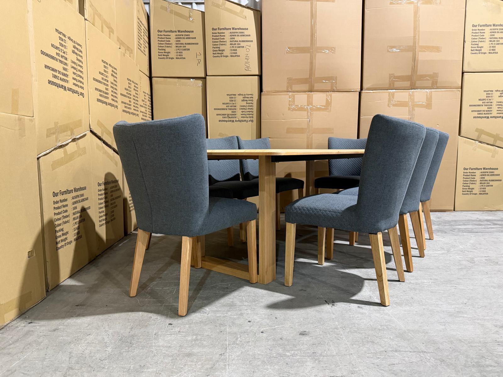 Mitcham Dining Range 2400 9 PCE Set with Tobago Chair Charcoal