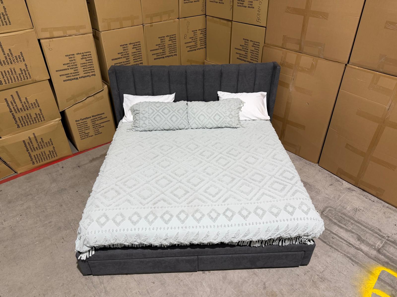Portland super king upholstered bed in Sunlight Storm