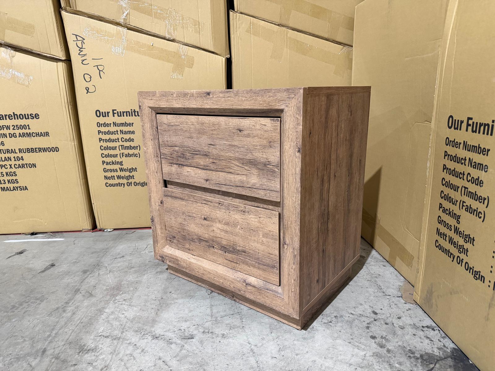 Manly frank bed side chest in rustic walnut