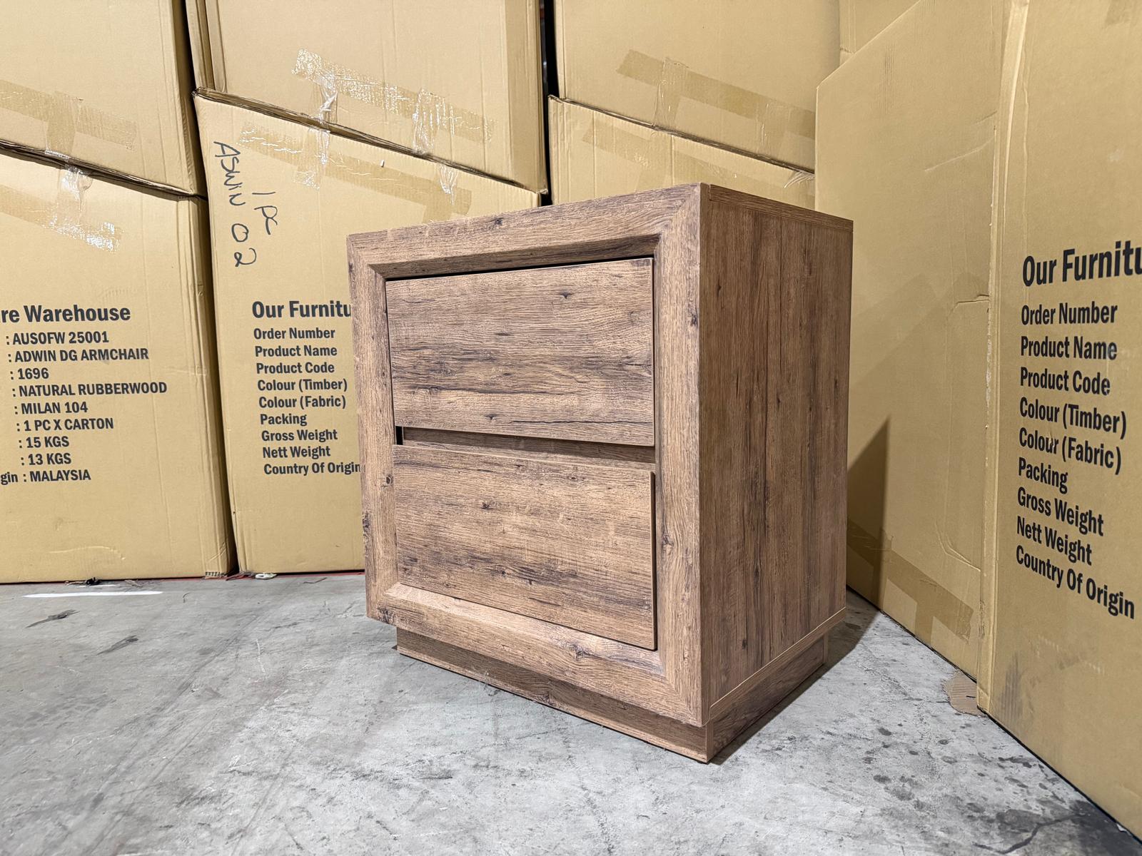 Manly frank bed side chest in rustic walnut