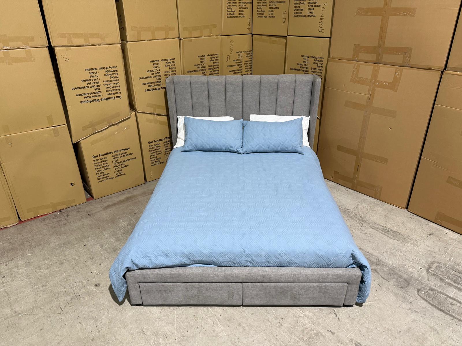 Portland Bed Range (Light Grey) 2 Sizes King & Queen