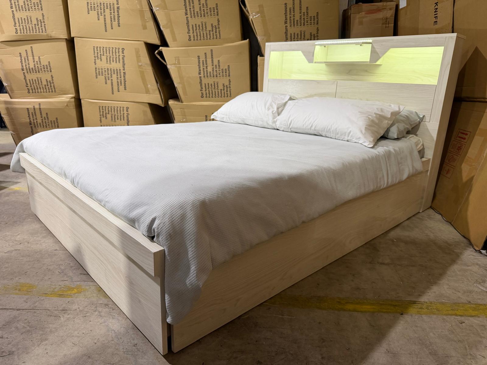 Atlanta King size bed in grey wash finish lift up storage