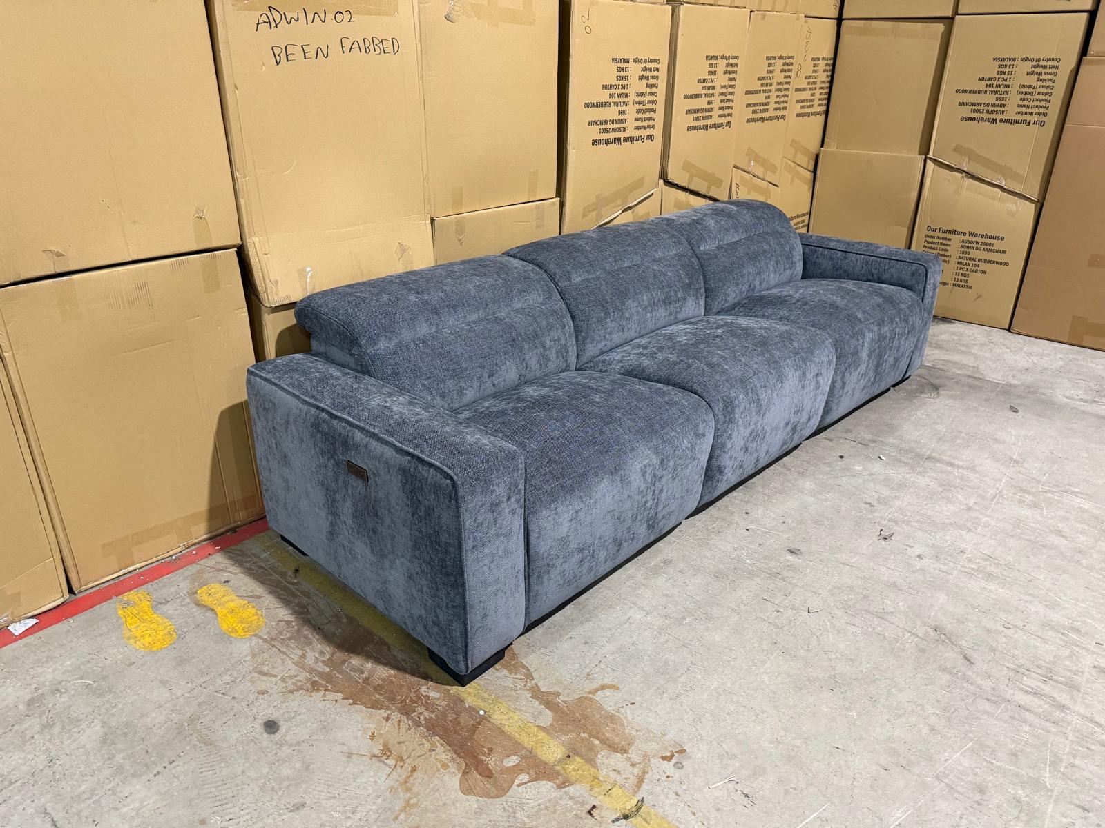 Watford Oversize 3 seater Lounge with electric recliners Licorice