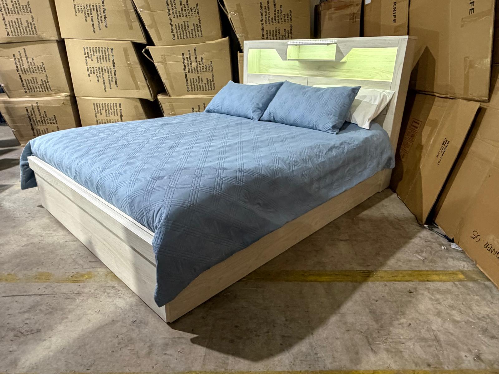 Atlanta King size bed in grey wash finish lift up storage
