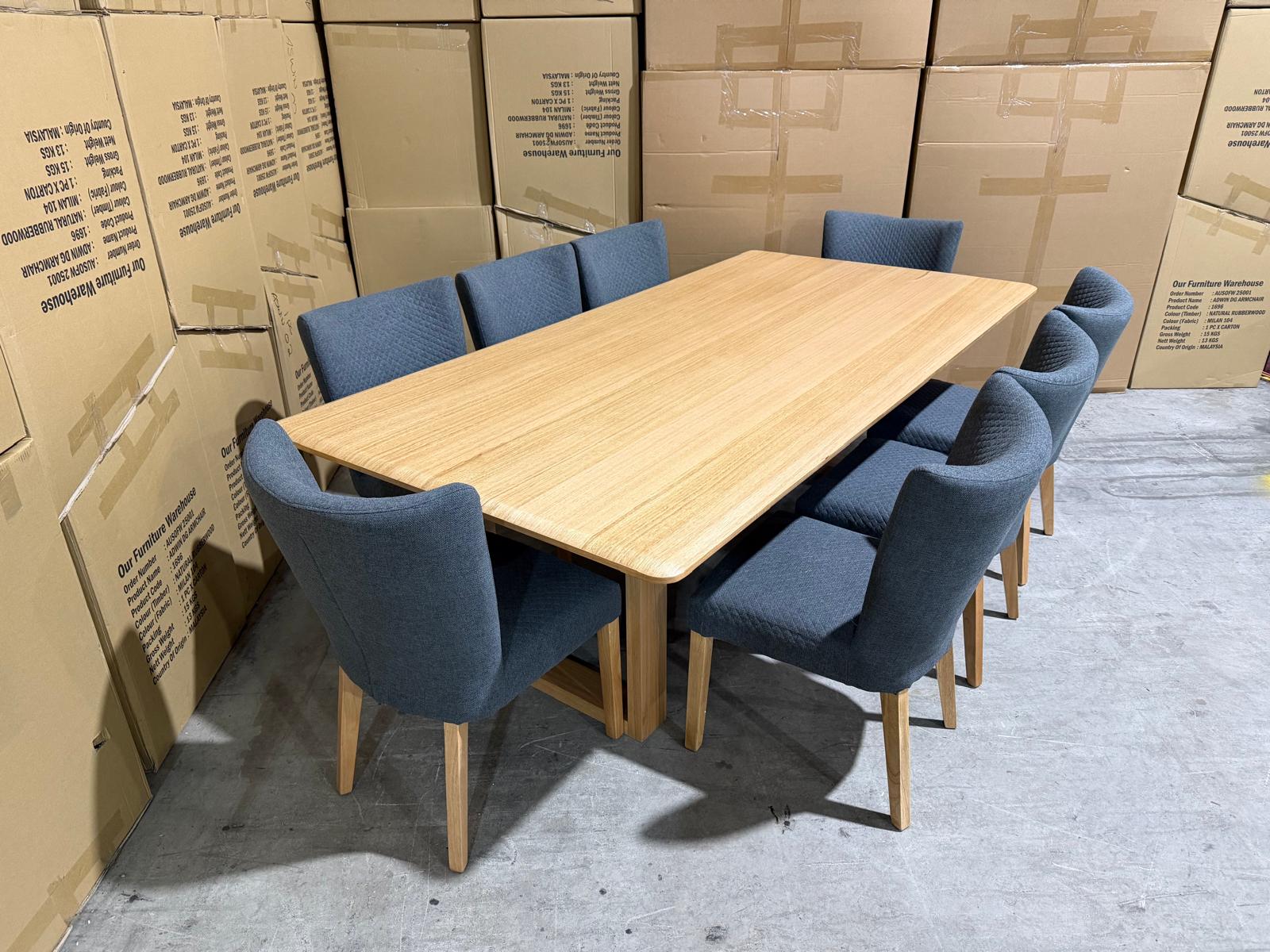 Mitcham Dining Range 2400 9 PCE Set with Tobago Chair Charcoal