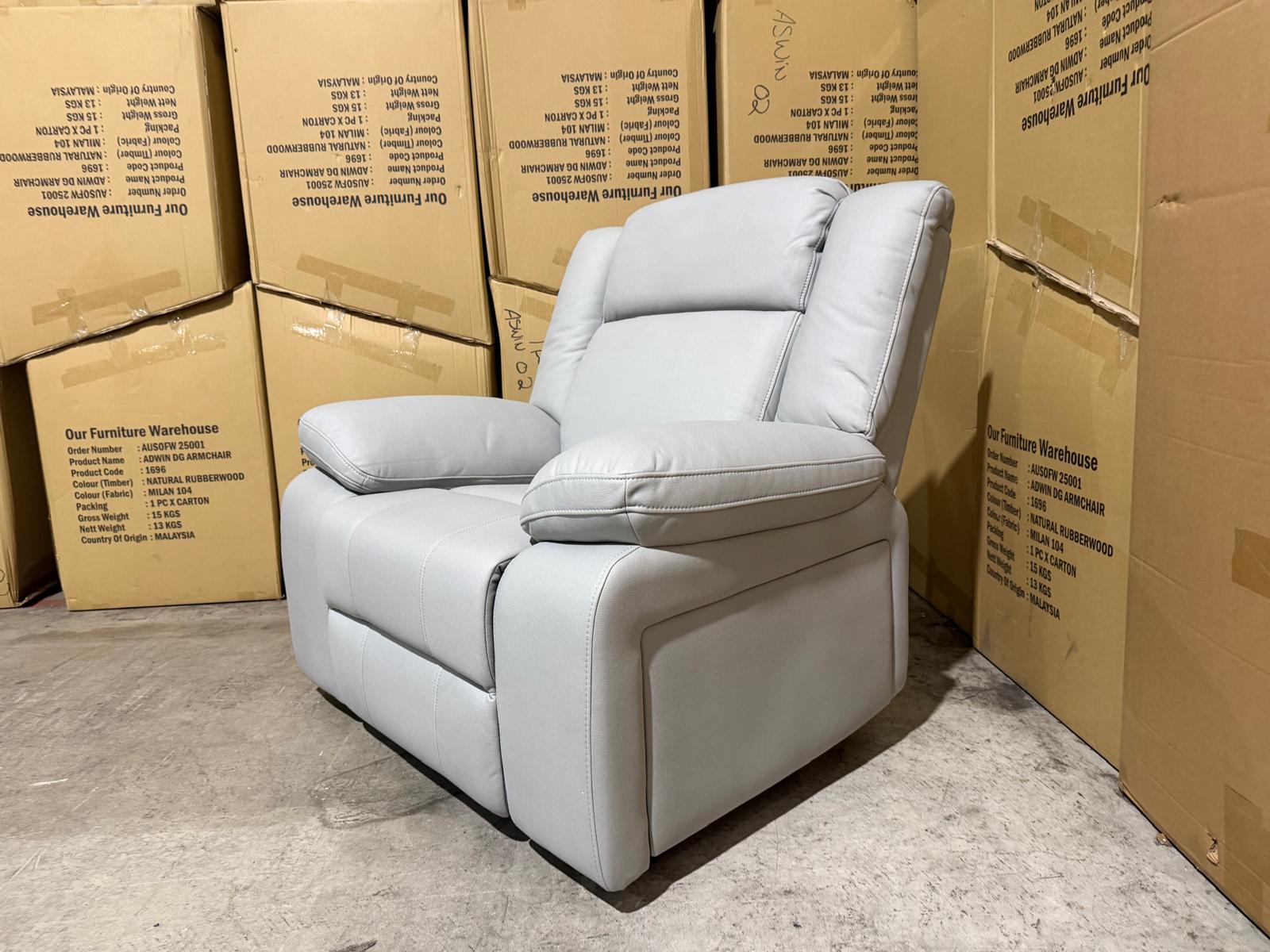 Kenso Single Recliner With Dual Motion In Soft Rhino Light Grey