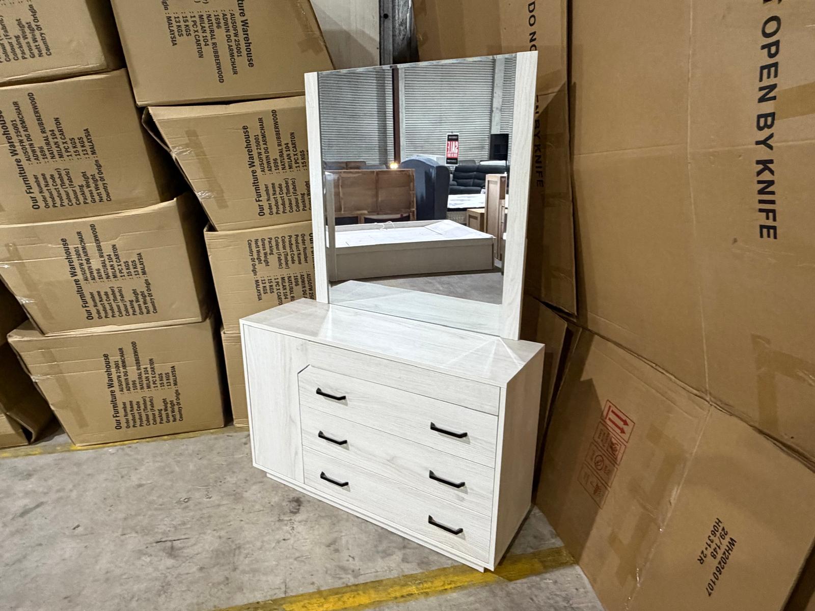 Atlanta dressing table inc mirros in grey wash finish