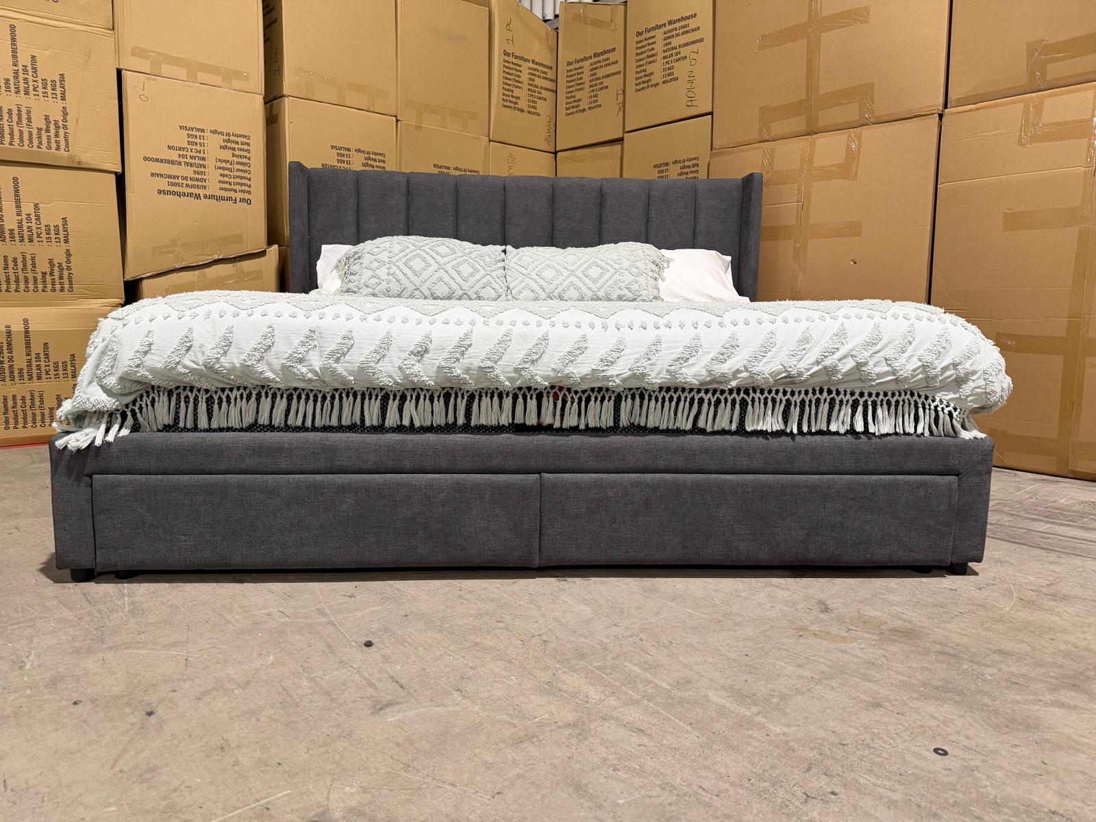 Portland super king upholstered bed in Sunlight Storm