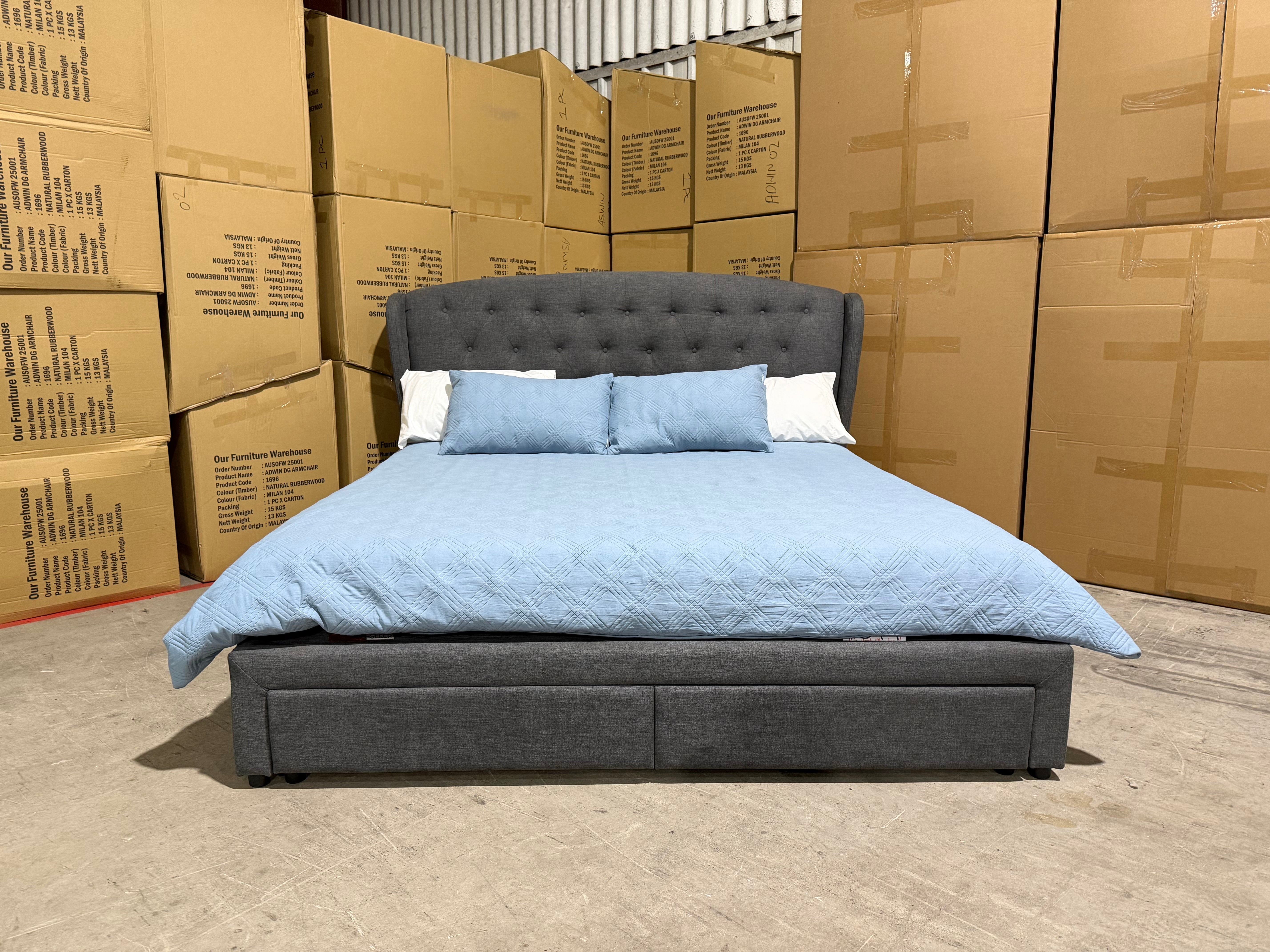 Washington Bed Range (Dark Grey) 2 Sizes Queen & King