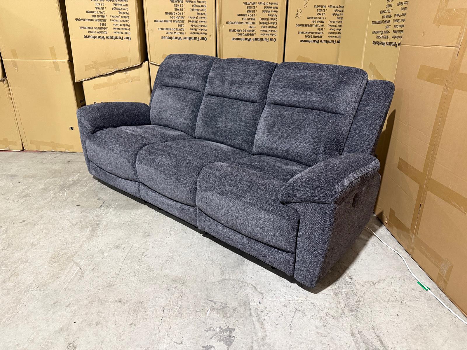 Pilot 3 seater with ELECTRIC Recliners Dark Grey