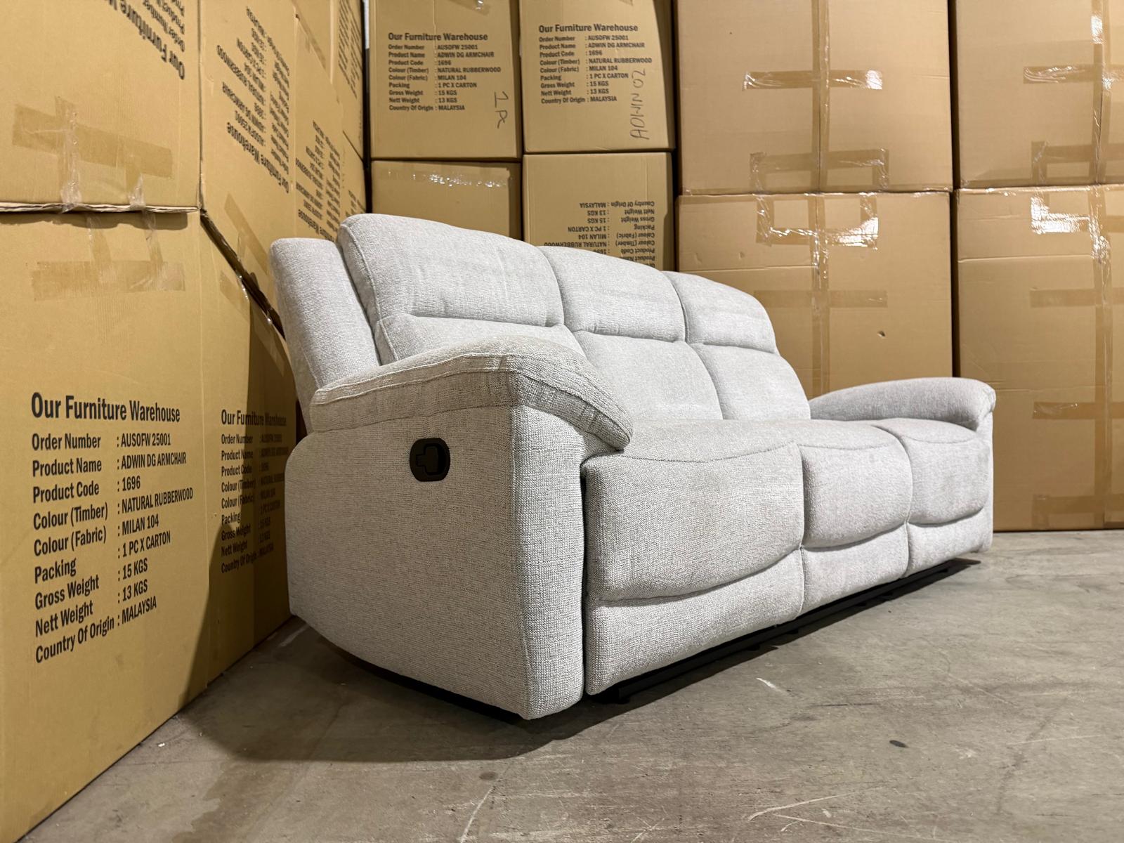 Pilot 3 Seater With Manual Recliners Light Grey