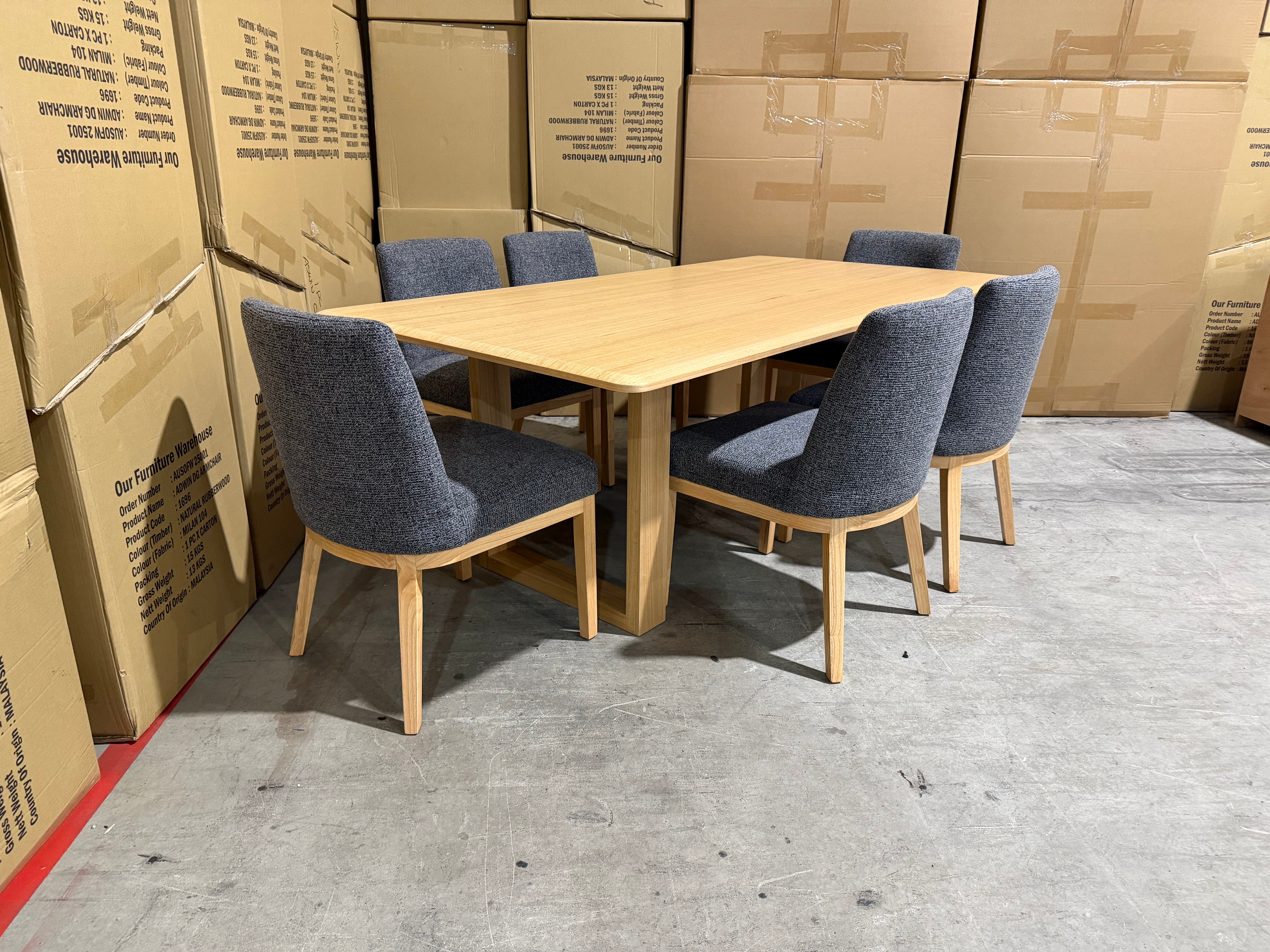 Mitcham 7 Piece Dining Setting With Ginko Chairs