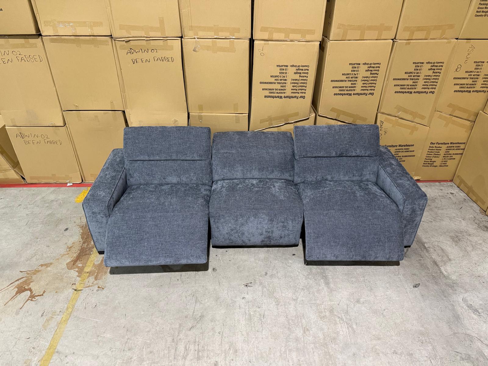 Watford Oversize 3 seater Lounge with electric recliners Licorice