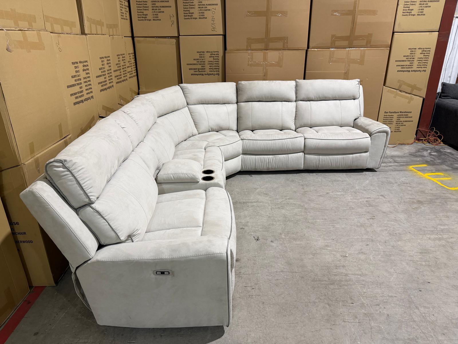 Damon 6pce modular lounge Light Grey Fabric