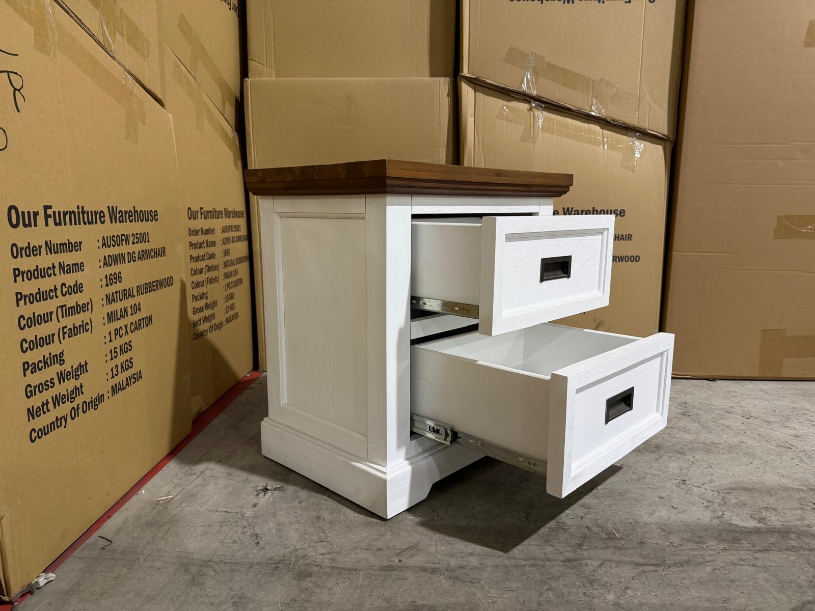 Hamptons bedside chest two tone finish