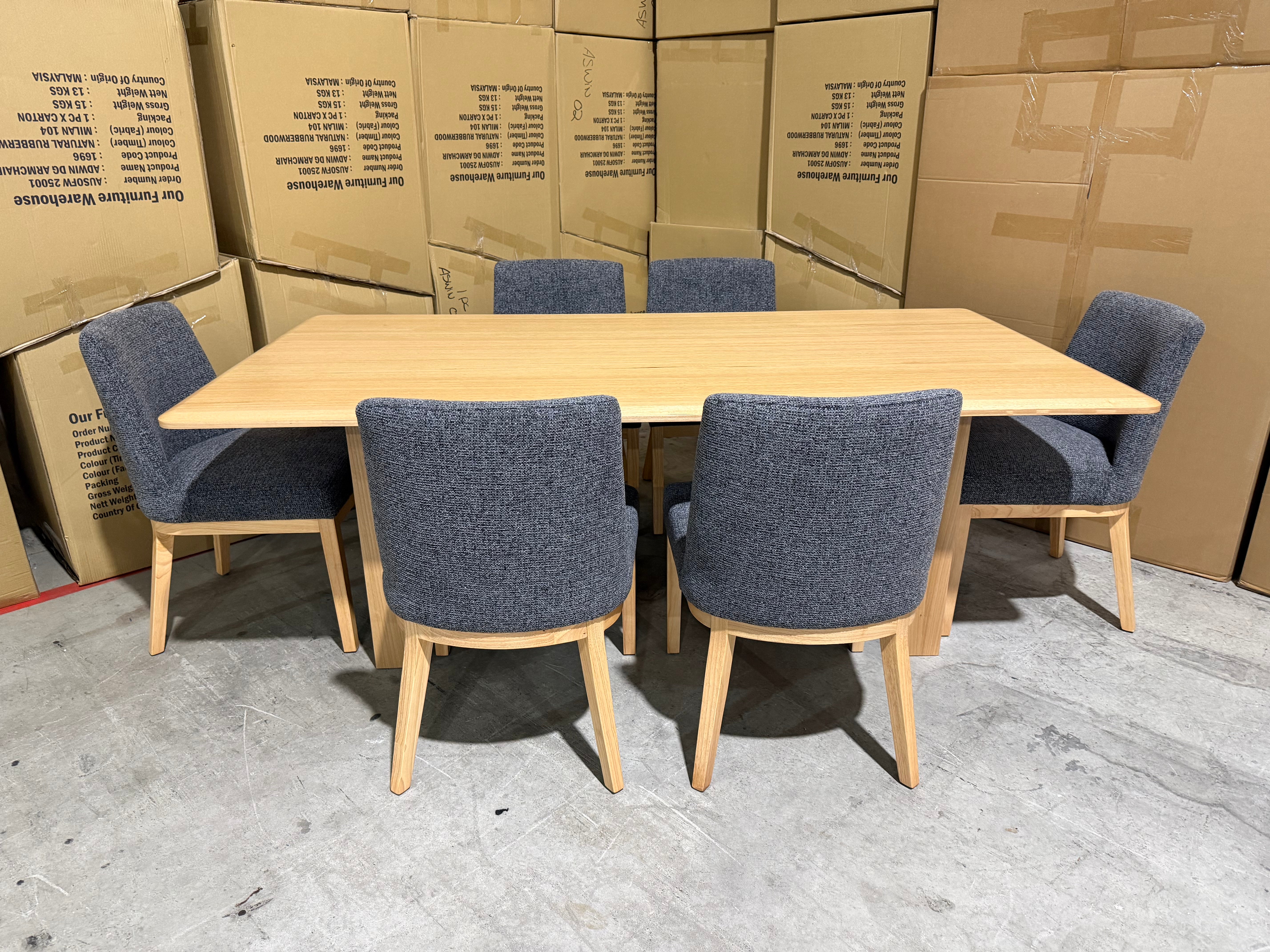 Mitcham 7 Piece Dining Setting With Ginko Chairs